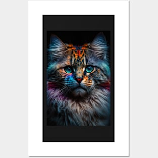 Serious Cat portrait Posters and Art